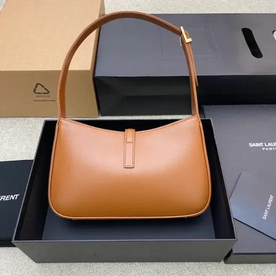 YSL Le 5 à 7 Replica Bag – Brown Smooth Leather Replica YSL Le 5 à 7 Brown Smooth Shoulder Bag with Silver Logo