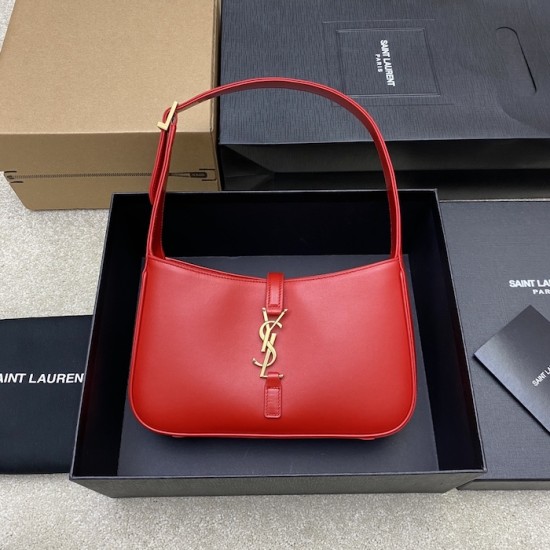 YSL Le 5 à 7 Replica Bag – Red Smooth Leather Replica YSL Le 5 à 7 Red Smooth Shoulder Bag with Silver Logo