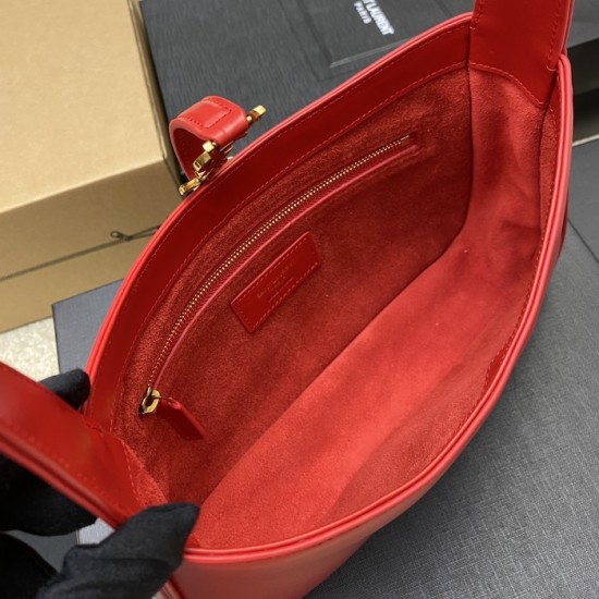YSL Le 5 à 7 Replica Bag – Red Smooth Leather Replica YSL Le 5 à 7 Red Smooth Shoulder Bag with Silver Logo
