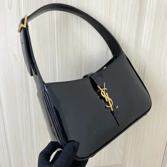 YSL Le 5 à 7 Replica – Black Patent Leather Bag Luxury YSL Quilted Purse in Shiny Black Patent Leather