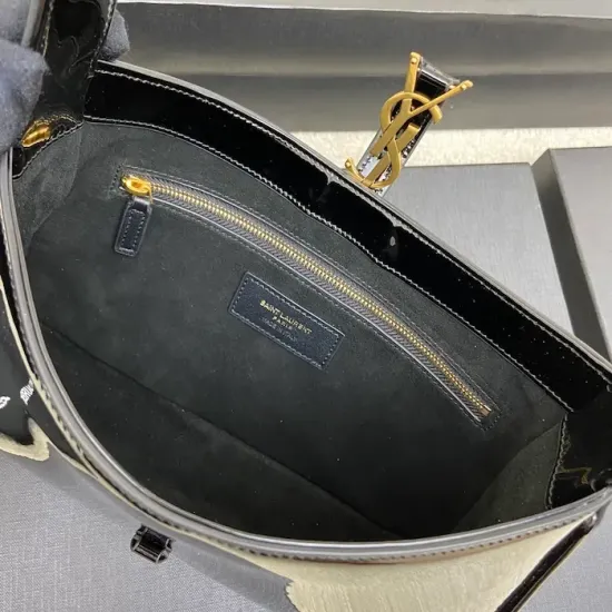 YSL Le 5 à 7 Replica – Black Patent Leather Bag Luxury YSL Quilted Purse in Shiny Black Patent Leather