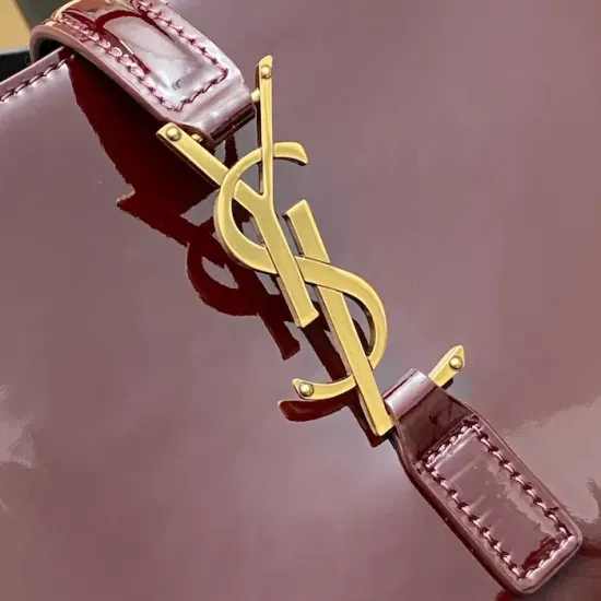 YSL Le 5 à 7 Replica – Wine Red Patent Leather Bag Luxury YSL Quilted Purse in Shiny Wine Red Patent Leather