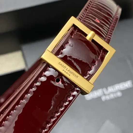 YSL Le 5 à 7 Replica – Wine Red Patent Leather Bag Luxury YSL Quilted Purse in Shiny Wine Red Patent Leather